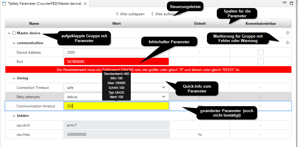 Safety Parameter Editor